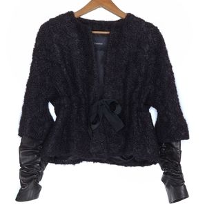Tara Jarmon | Wool Mohair Faux Leather Sleeve Coat